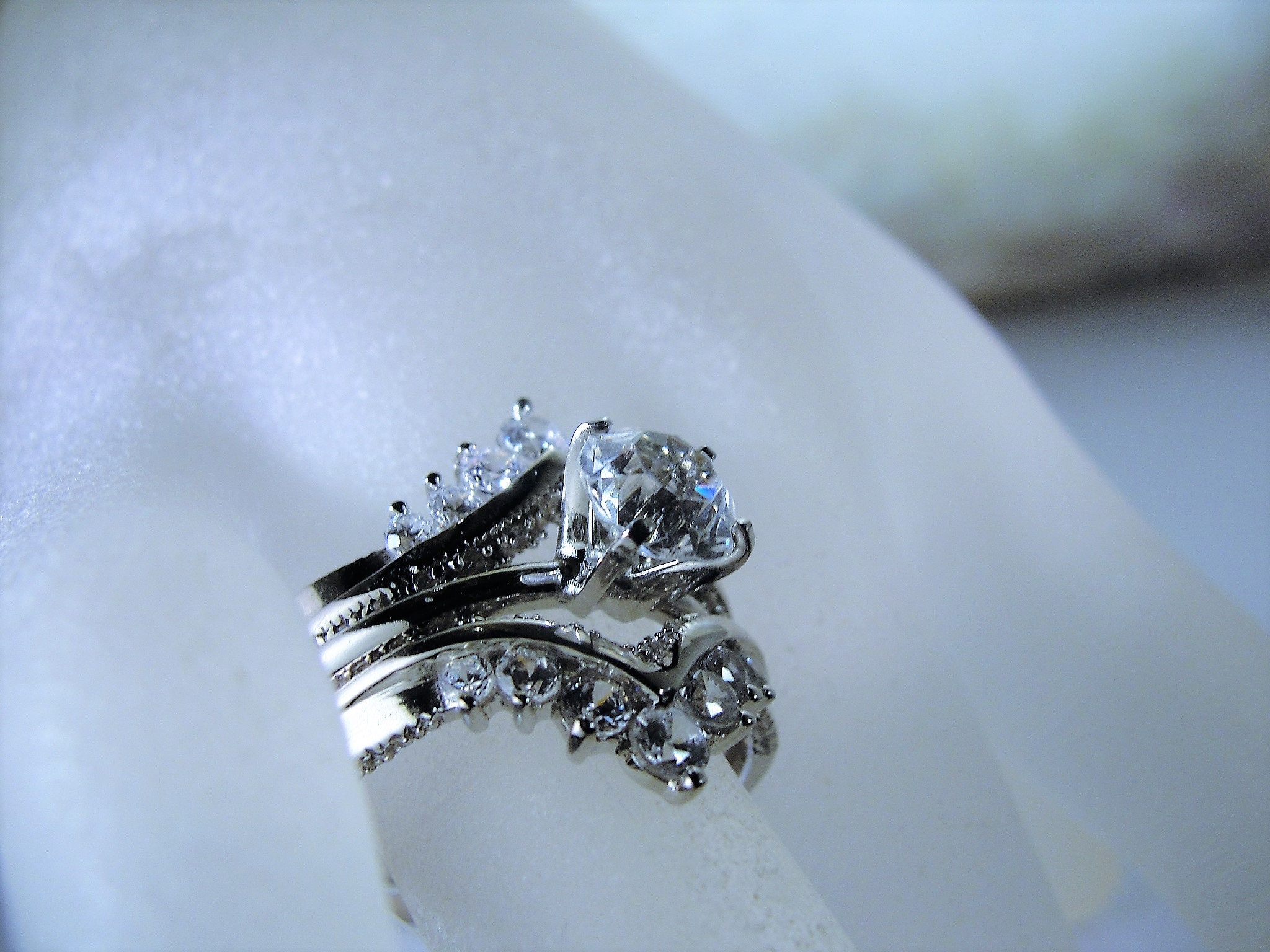 Sterling Silver Bridal Ring Enhancer Set, CZ Ring Set, Engagement Ring