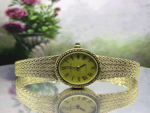 Vintage Movado Gold Tone Watch – Oval Face Mesh Band, Circa 1980s