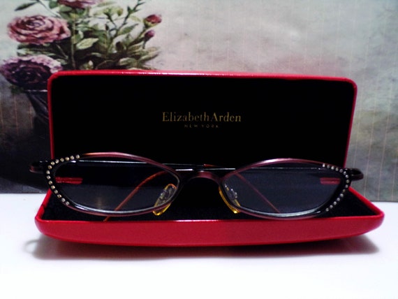 ELIZABETH ARDEN Red Glasses Case and Wine-Colored… - image 1