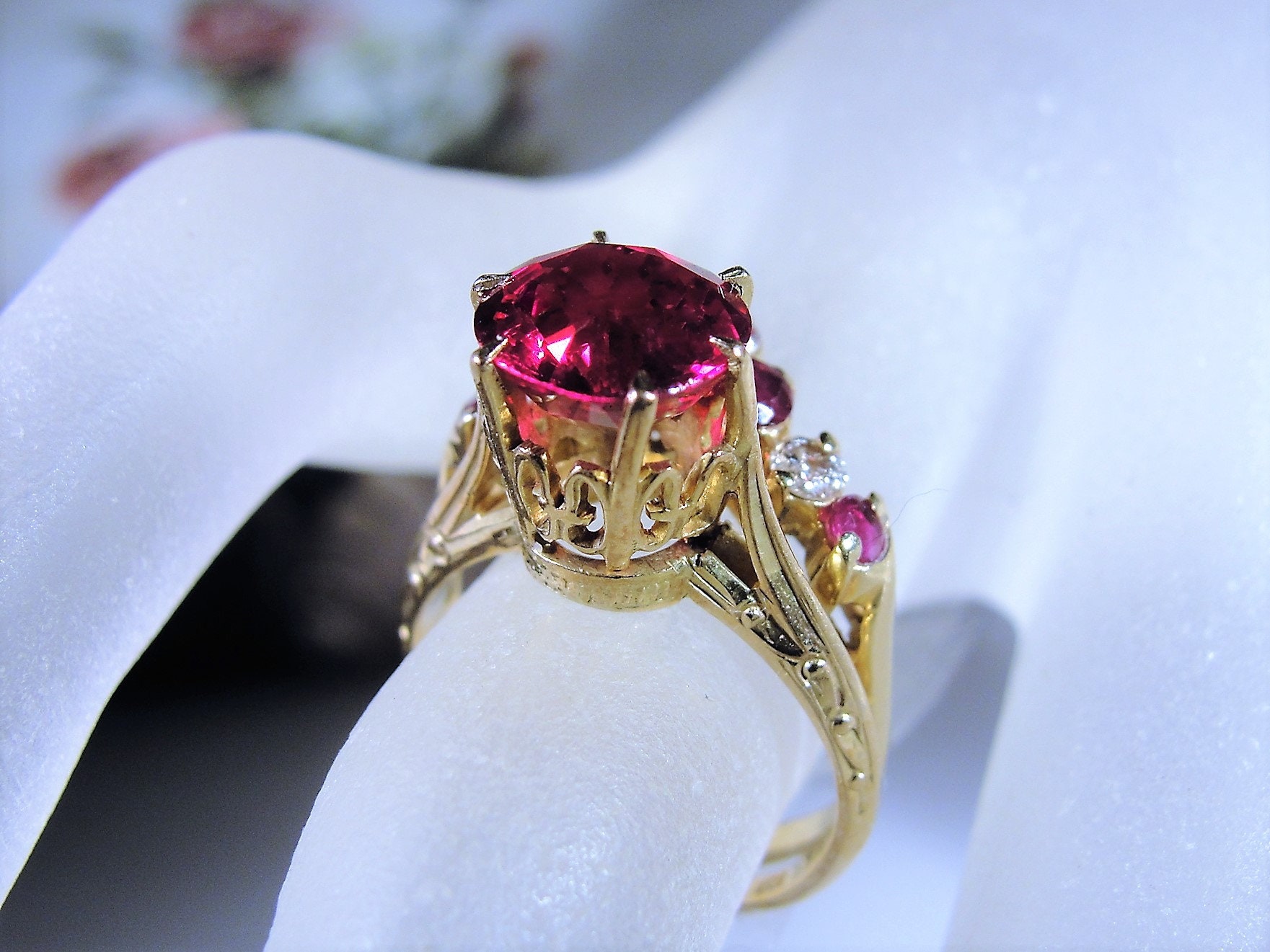 10K Victorian Bridal  Rings  Ruby  Engagement Ring  14K Ruby  