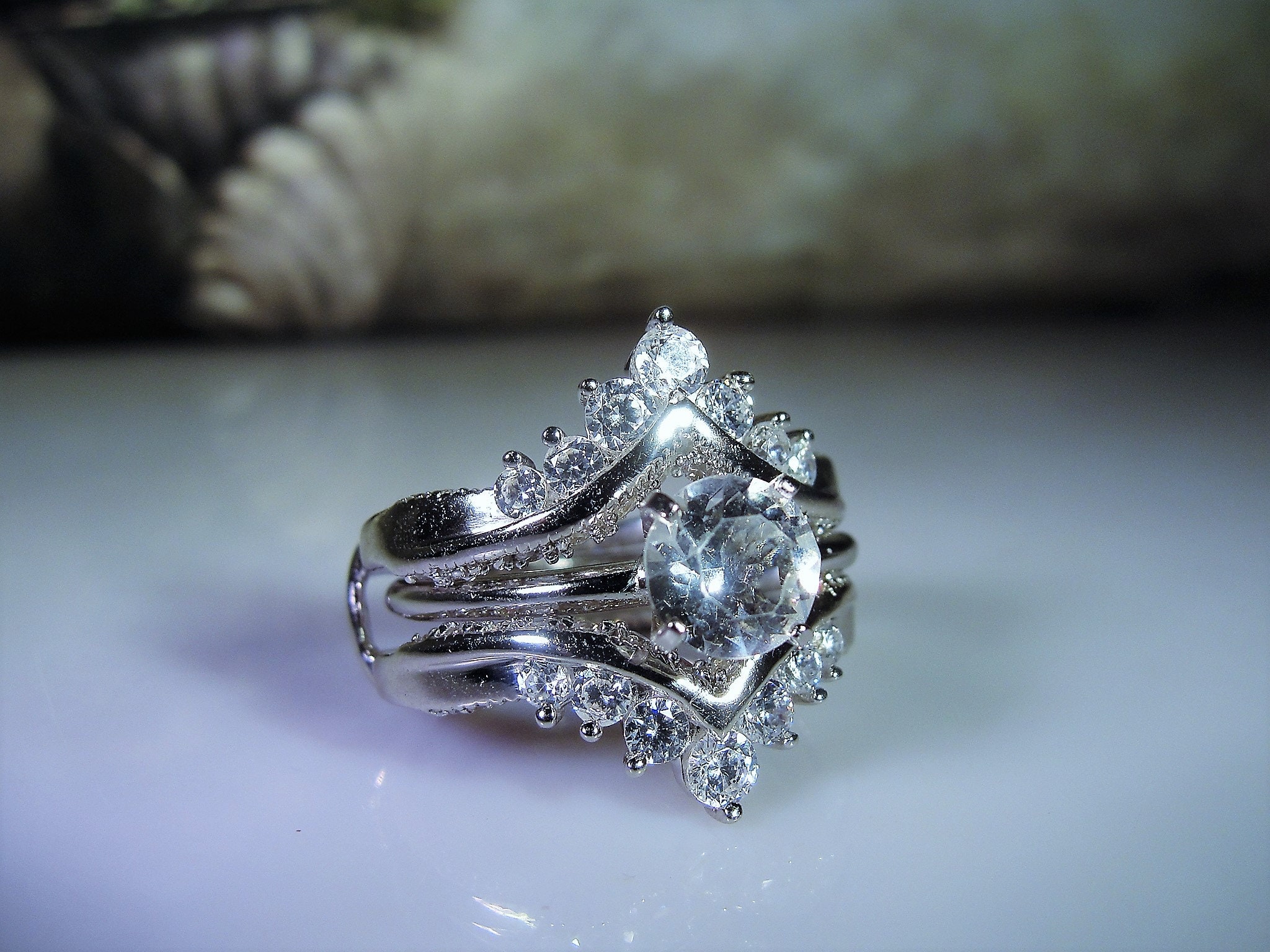 Sterling Silver Bridal Ring Enhancer Set, CZ Ring Set, Engagement Ring