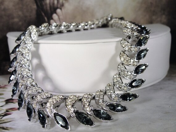 Rhinestone Choker, London Blue and White Marquise