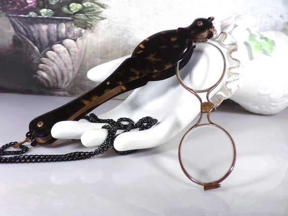 Antique Edwardian Tortoise Shell Lorgnette Opera … - image 1