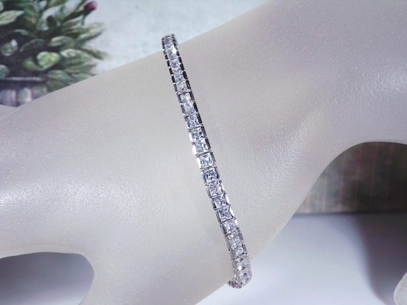 Classic CZ Bracelet – 14K White Gold-Plated Sterl… - image 5