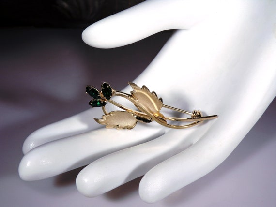 Vintage 14K Yellow Gold-Filled Green Marquise Cry… - image 8