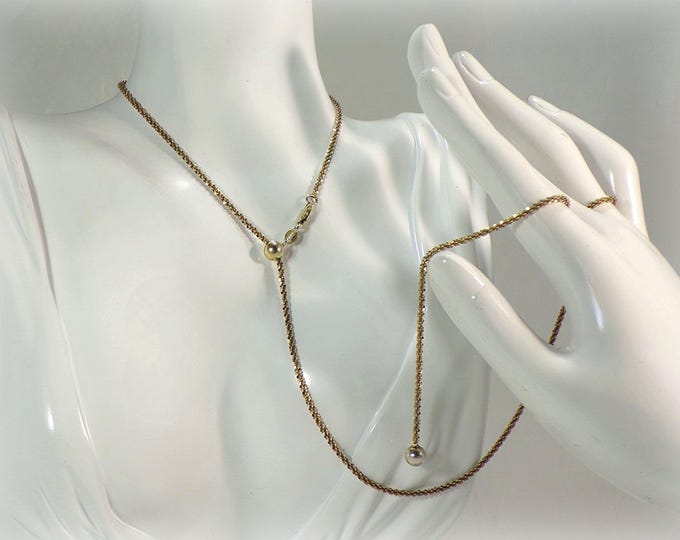 Karizia Margarita Necklace - Gold Vermeil over 925 Sterling Silver - Fully Adjustable Slide Bead Style - Vintage
