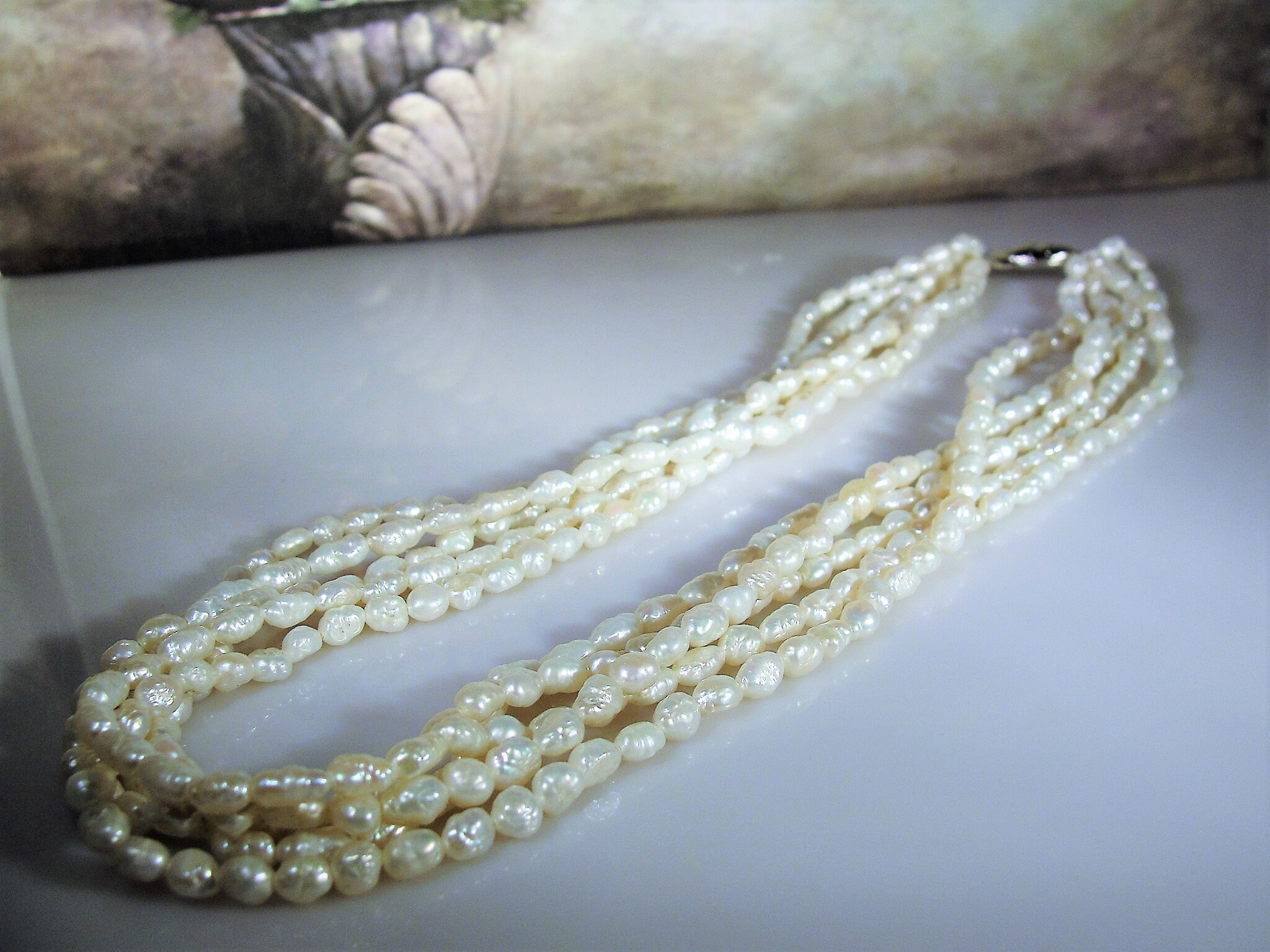 5 Strand Rice Pearl Necklace Twisted Rice Pearl Necklace Etsy