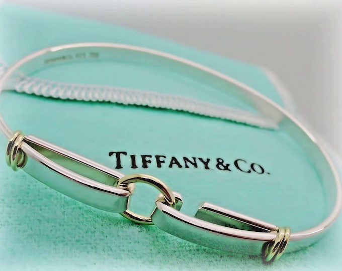 Reserved for Melanie - 9th Final Payment - Tiffany & Co. Sterling Silver and 18K Yellow Gold Circle Cuff Bangle Bracelet