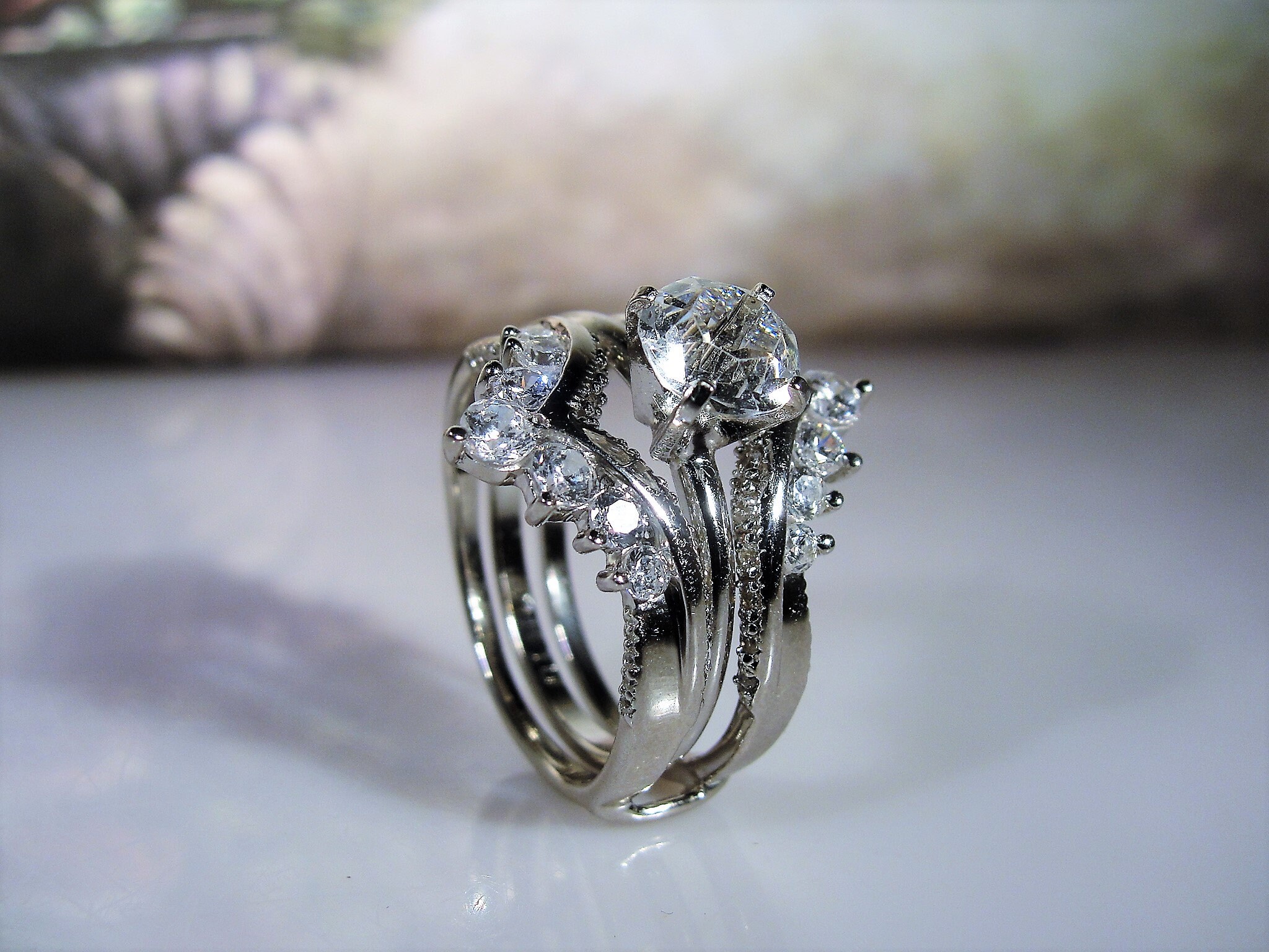 Sterling Silver Bridal Ring Enhancer Set, CZ Ring Set, Engagement Ring