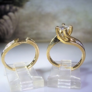 Bridal Ring Set, 14K Yellow Gold 1.10 CTW Diamond Rings, Engagement ...