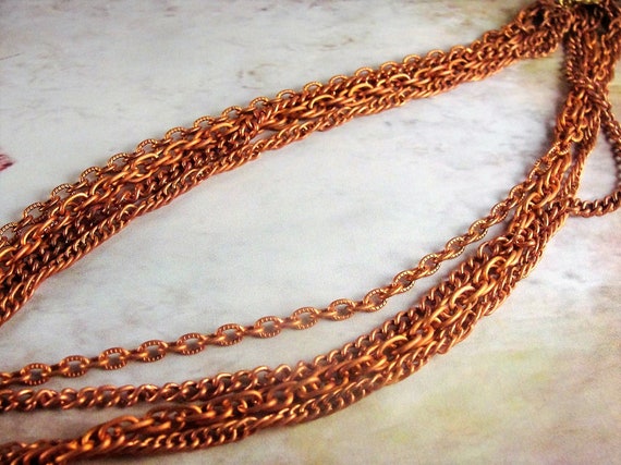 Multi-Strand Necklace, Aged Copper Coated Steel M… - image 5