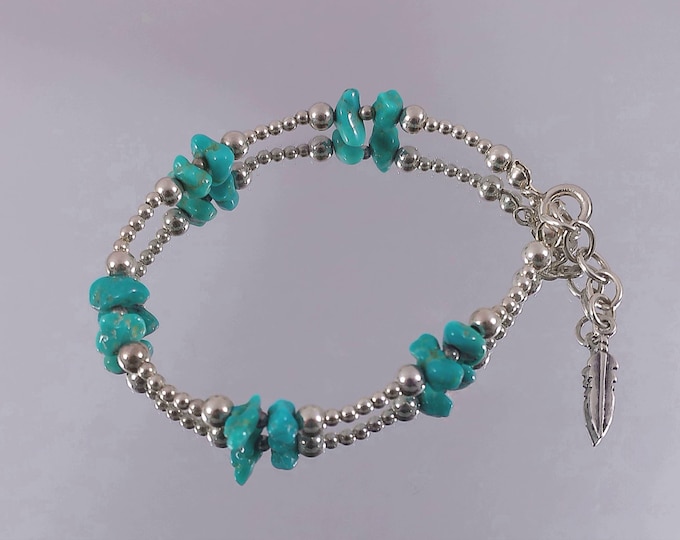 Bracelet – Turquoise and 925 Sterling Silver beads - Shube Manufacturer – American Southwestern – Native American - Vintage