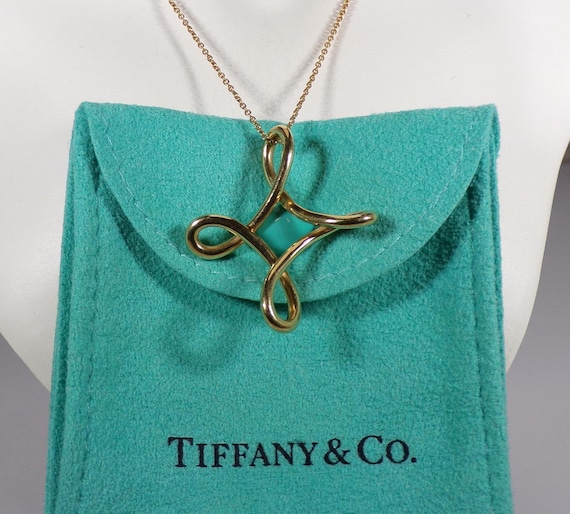 Vintage Tiffany & Co 18K Yellow Gold Elsa Peretti Cross Necklace