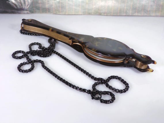Antique Edwardian Tortoise Shell Lorgnette Opera … - image 7