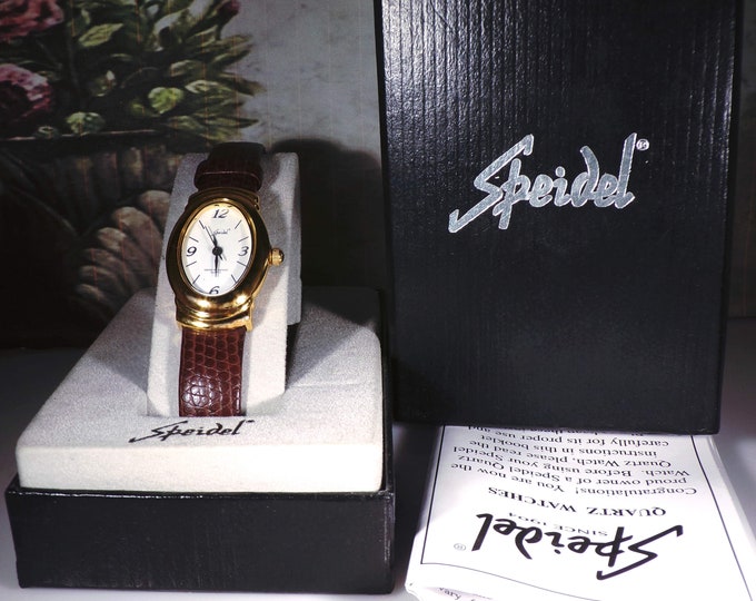 Speidel Women’s Wrist Watch - Quartz Analog Watch – Water Resistant Lizard Watch Band – New Old Stock (NOS) – Vintage Wristwatch