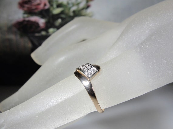 14K CZ Ring, 14K Rose Gold Cubic Zirconia Bypass … - image 4