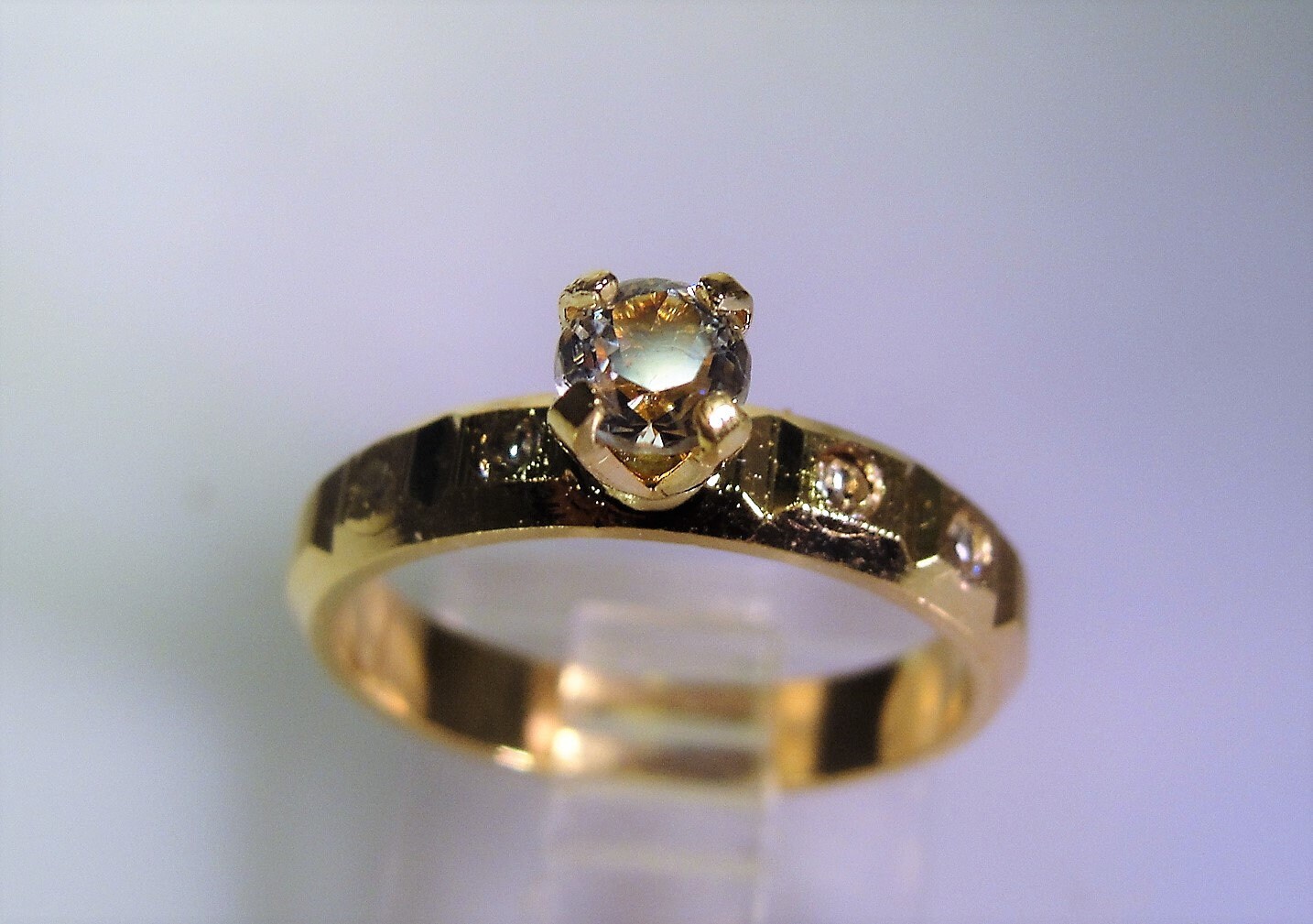 Rhinestone Solitaire Gold Tone Fashion Ring, Faux Engagement Ring