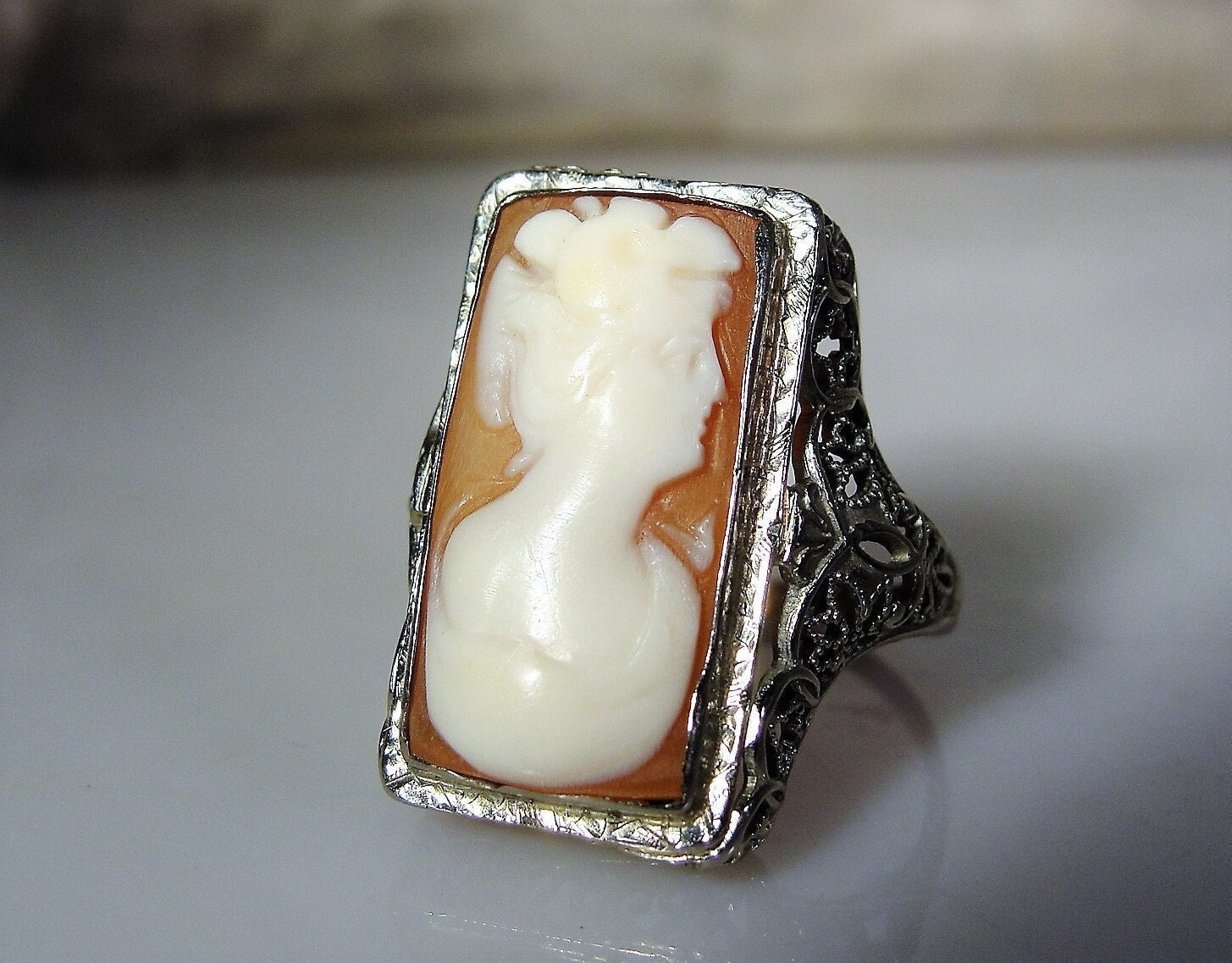 White gold cameo ring sale