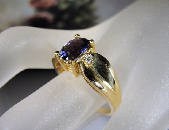 Tanzanite Ring, 14K Tanzanite & Diamond Ring, 14K… - image 5