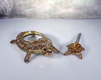 Brass Turtle Desk Set, Bombay Company 3 Piece Set, Turtle