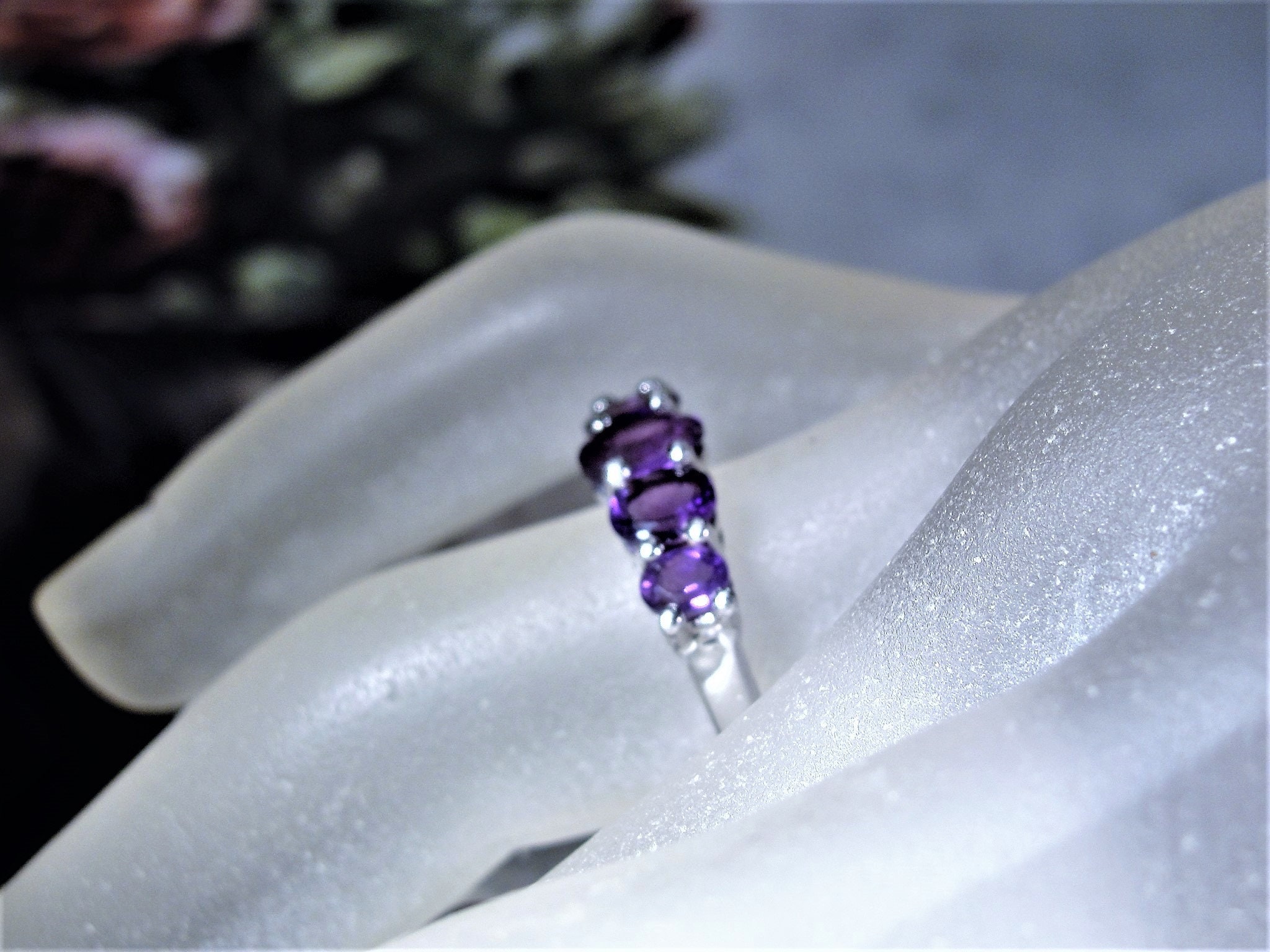 Reserved for Deb: Amethyst Sterling Silver Band, Genuine Amethyst Ring ...