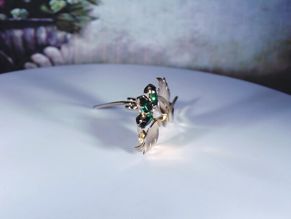 Vintage 14K Yellow Gold-Filled Green Marquise Cry… - image 4
