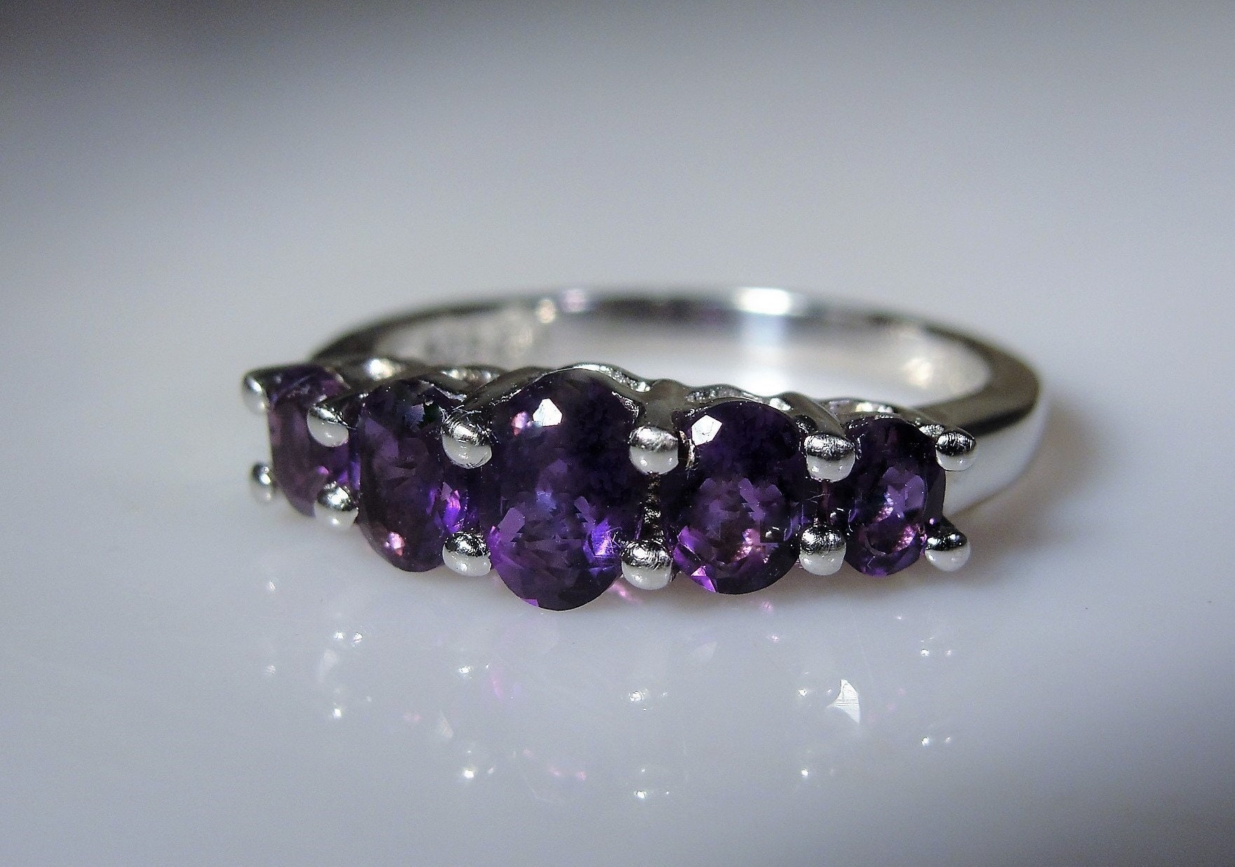 Reserved for Deb: Amethyst Sterling Silver Band, Genuine Amethyst Ring ...