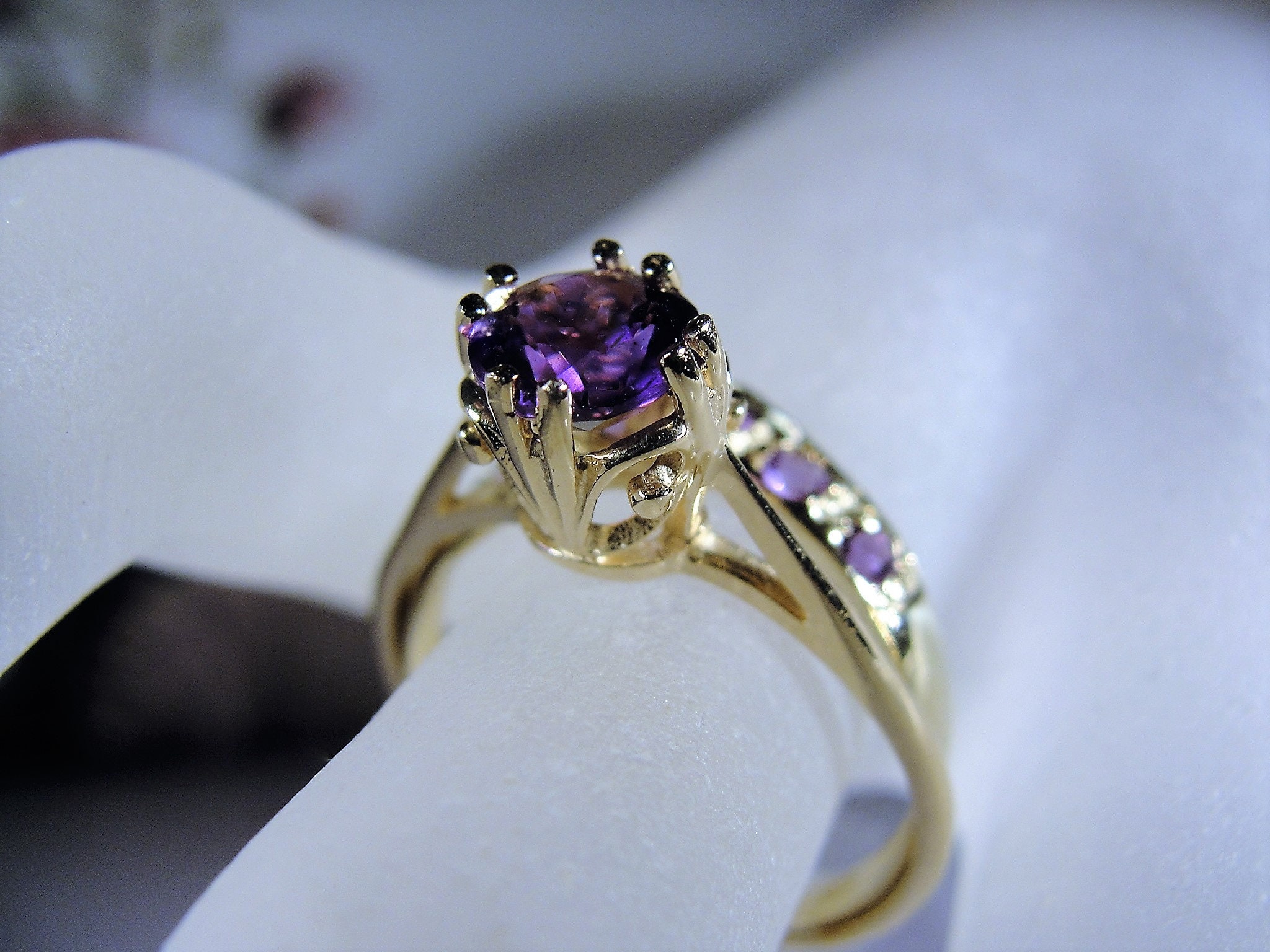 10K Bridal Ring Set, Purple Amethyst Alternative Bridal