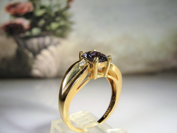 Tanzanite Ring, 14K Tanzanite & Diamond Ring, 14K… - image 3