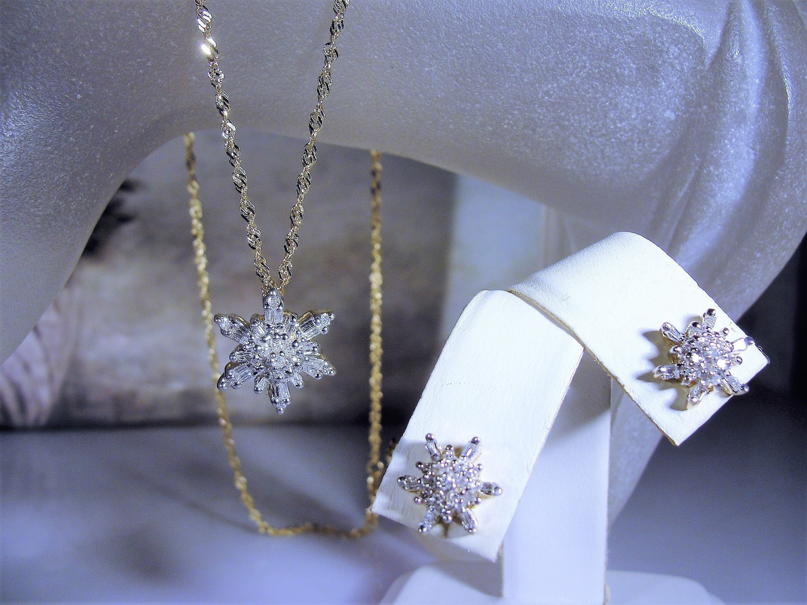 Cheap WWJ Top Quality Zirconia Snowflake Necklace Earrings Wedding  Jewellery Set | Joom