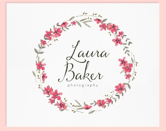 Wreath Logo Design / Premade Logo Design / Watercolor Logo / Photography Logo / Wedding Logo / Business Logo / Photography Watermark