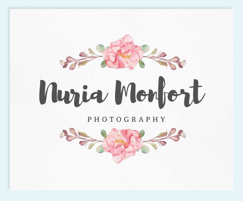 Watercolor Logo / Photography Logo / Premade Logo / Business Logo / Photography Watermark / Wedding Logo / Wreath Logo image 3