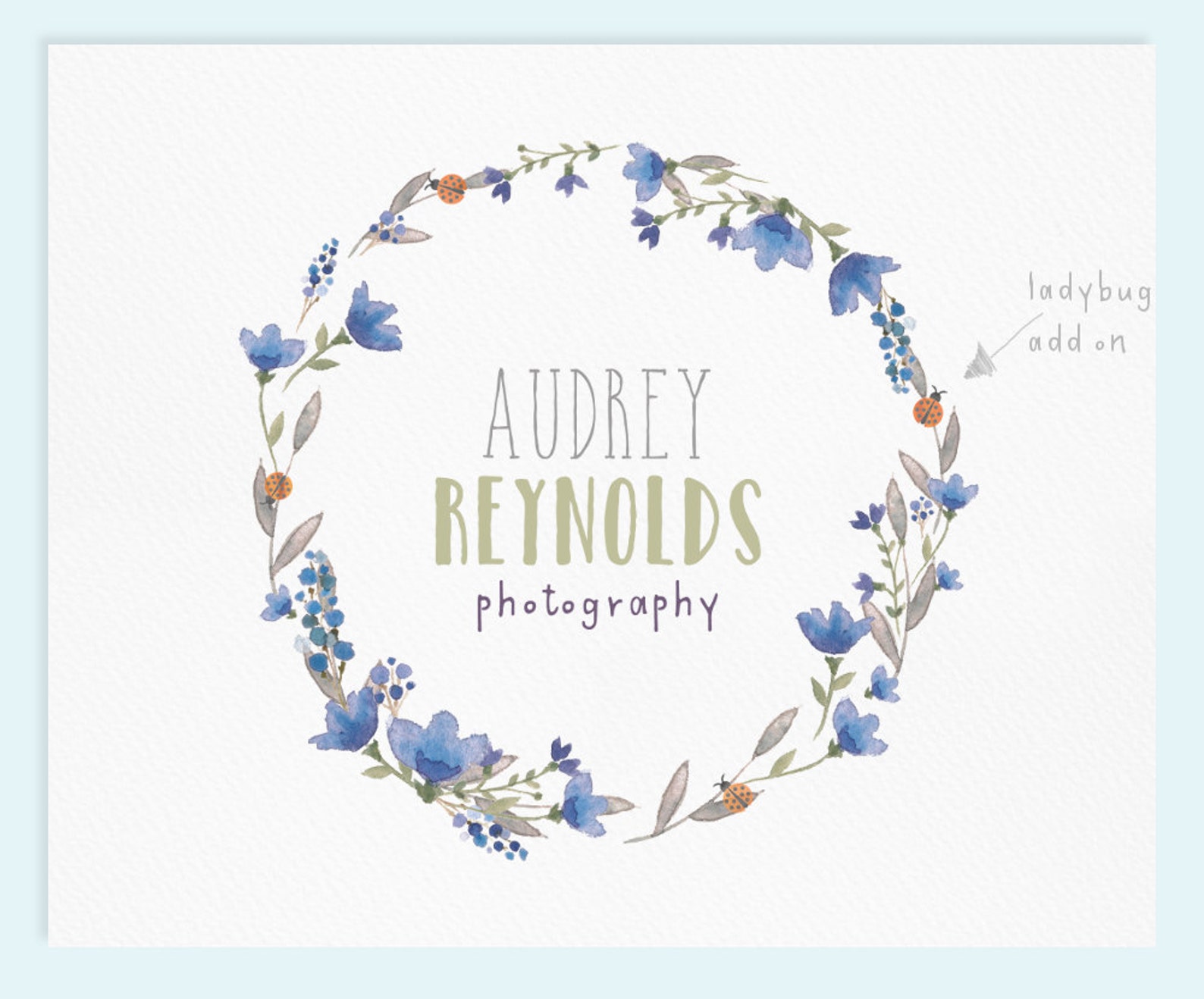 Wreath Logo Design / Premade Logo / Watercolor Logo / Etsy