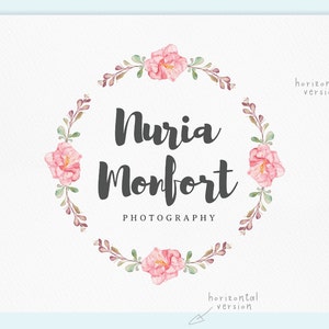 Watercolor Logo / Photography Logo / Premade Logo / Business Logo / Photography Watermark / Wedding Logo / Wreath Logo image 2