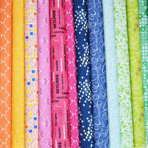 DESTASH 12 cotton quilt fabric fat quarter cool OR warm colors SALE!!