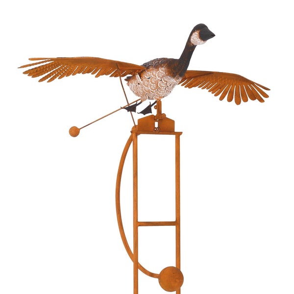 Flying Goose Garden Rustic Rocker Stake with Kinetic Flapping Wings