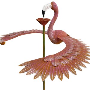 Metal Rustic Spinning Flamingo Garden Stake