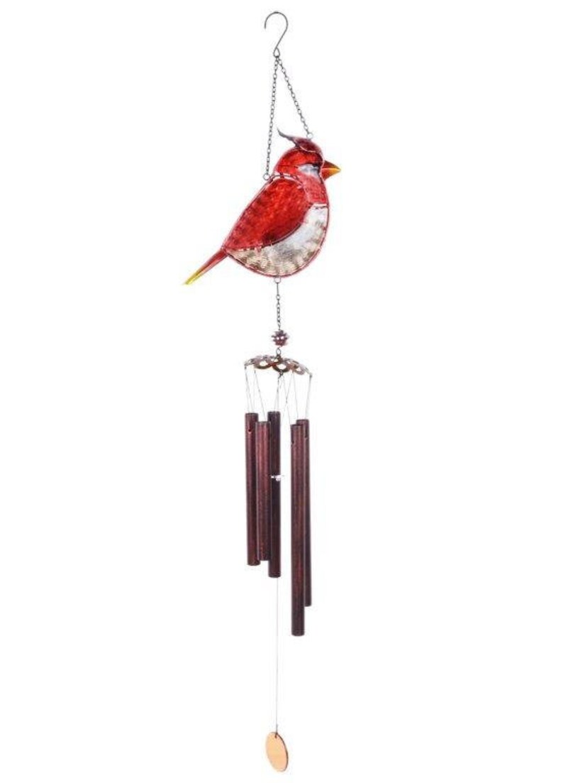 Solar Lighted Cardinal Wind Chime Etsy