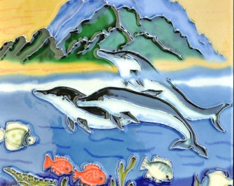 Dolphin Art Tiles 8x8"