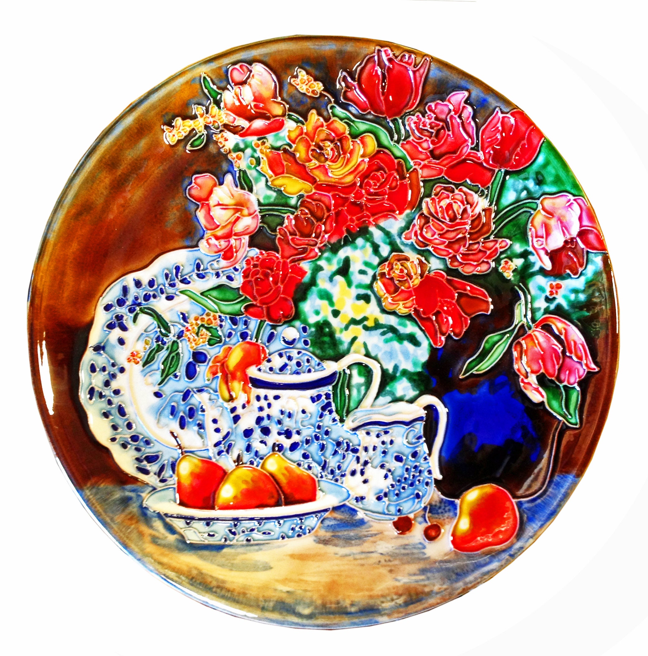 12 Hand Painted Ceramic Decorative Plates Etsy