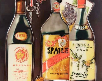 8"x8" geschilderde keramische tegels wijn en druiven