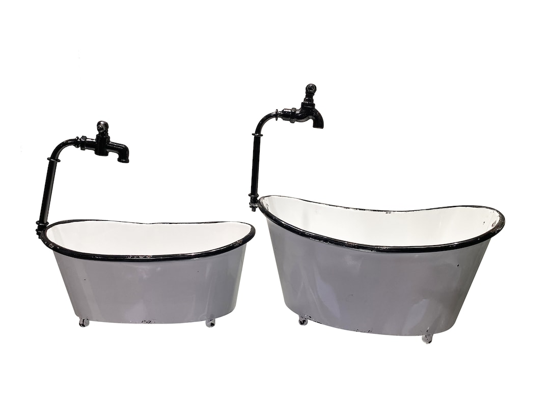 Two Piece Set White Bath Tub Planter - Etsy
