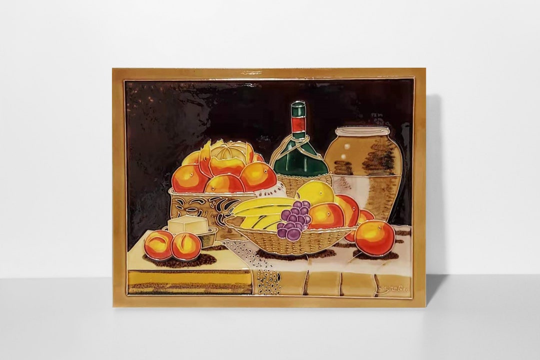 12x16 Horizontal Bordered Art Tiles Fruit and Vases Etsy