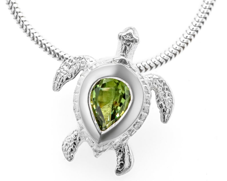 Sterling Silver or Gold Sea Turtle Jewelry Sapphire Jewelry Sea Turtle Necklace Turtle Pendant Sea Turtle Sapphire Necklace #080