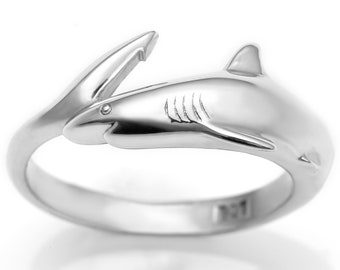 Reef Shark Ring #69 - Black Tip Reef Shark Ring, Reef Shark Jewelry, Shark Lover Gift, Save Sharks, Sterling Silver or Gold