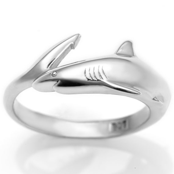 Silver shark ring discount