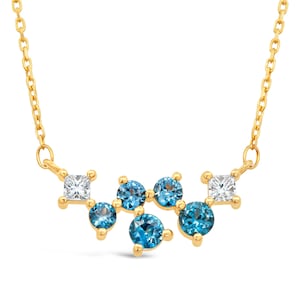 Millie | Australian Icy Blue Sapphire Necklace, Cluster Sapphire Necklace, Elegant Blue Sapphires with Diamonds, Dainty Jewellery Gift