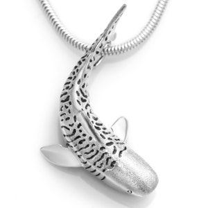 Tiger Shark Pendant Necklace #058 - Tiger Shark Jewelry, Shark Gift, Scuba Diving Jewelry, Scuba Diver Gift, Surfer Necklace, Silver or Gold