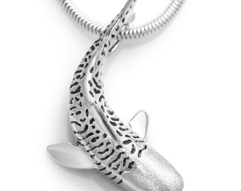 Tiger Shark Pendant Necklace #058 - Tiger Shark Jewelry, Shark Gift, Scuba Diving Jewelry, Scuba Diver Gift, Surfer Necklace, Silver or Gold