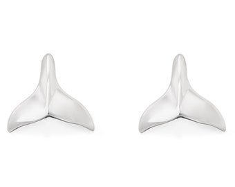 Whale Tail Stud Earrings #009 - Whale Tail Earrings, Whale Earrings, Whale Jewellery, Ocean Lover Earrings, Sterling Silver or Gold